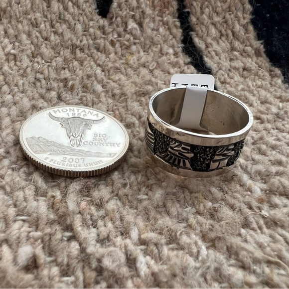 ❤️ Signed Elaine Becenti Story Teller Ring Size 9.5 Sterling Silver Unisex Band - Picture 10 of 12